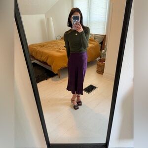 Quince Purple Satin Midi Skirt - Women's Elegant Slip Skirt